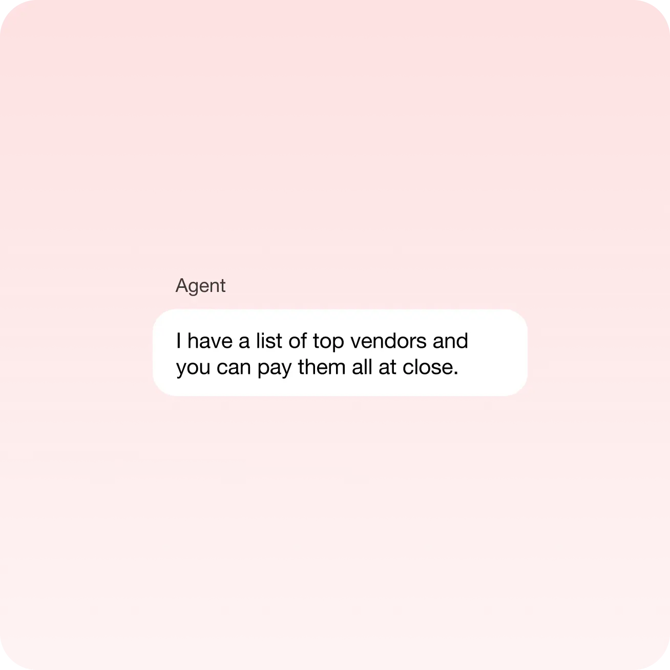 Agent messaging about list of top vendors