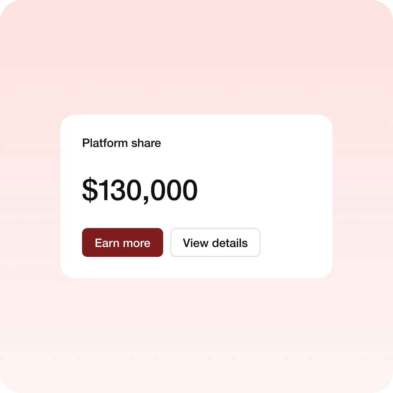 Previewing total earned from platform integration